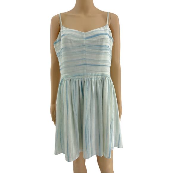 Rachel Rachel Ray SIZE 12 Blue Abstract Stripe Fit & Flare Mini Summer Dress - Picture 1 of 7